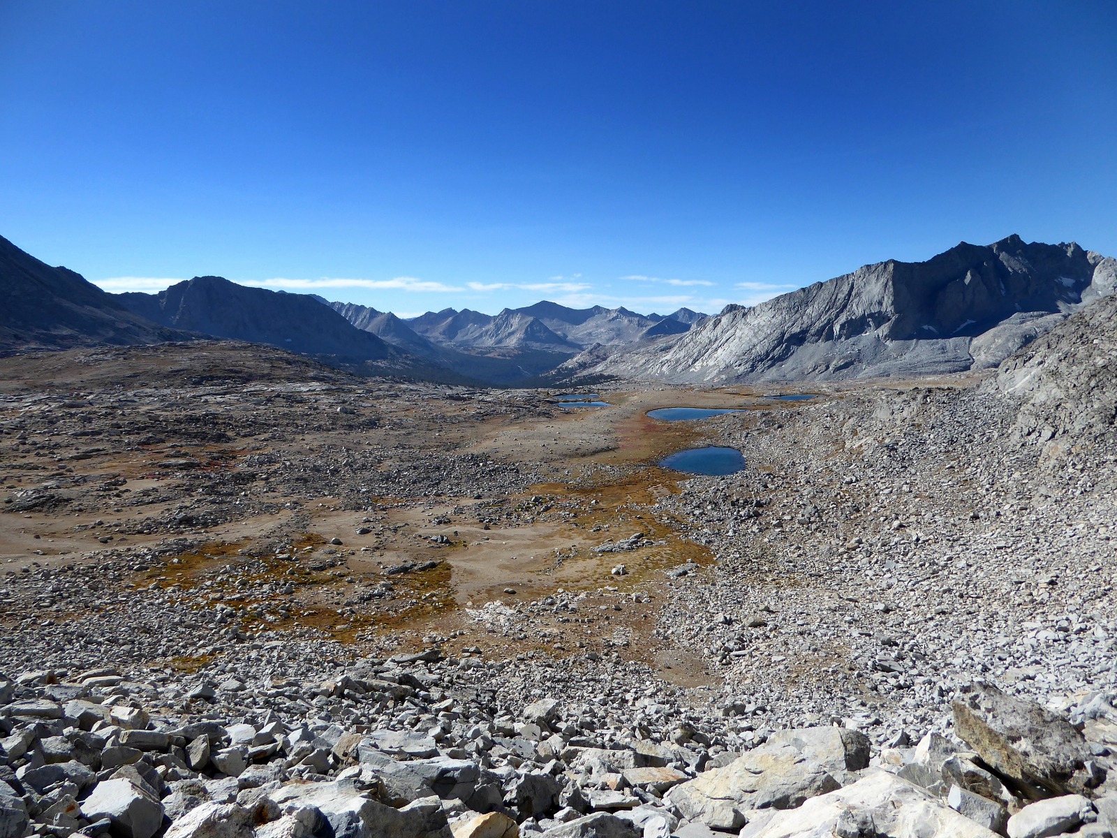 A Sierra view of mountains, lakes, and talus