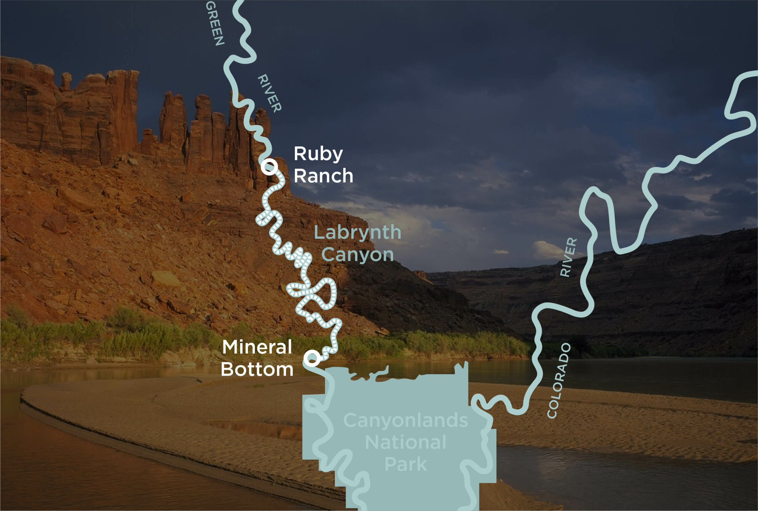 Map showing the route on Utah's Green River