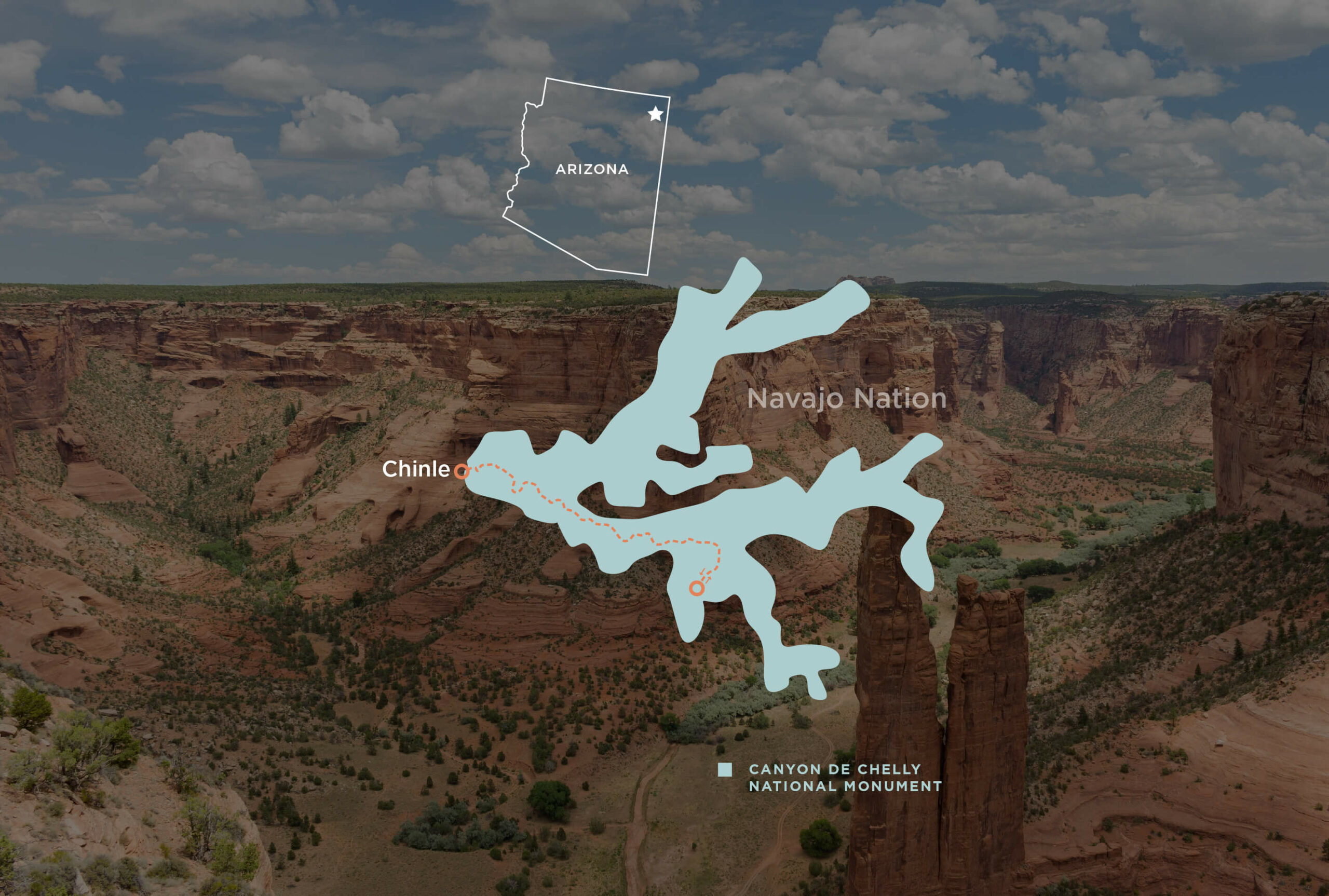 Map of Kristin's route through Canyon de Chelly National Monument