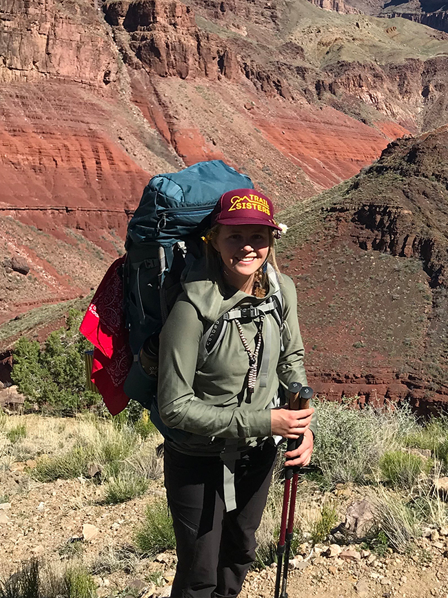 Cairn Project Ambassador Erika Lee backpacks in the desert